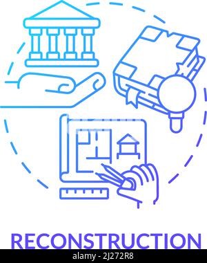 Symbol für das Konzept des blauen Farbverlaufs für die Rekonstruktion Stock Vektor