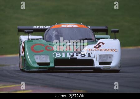 Bruno Giacomelli (ITA) Andrea de Cesaris (ITA) Lancia LC2 Cl1 Sponsor Geest Team Stockfoto