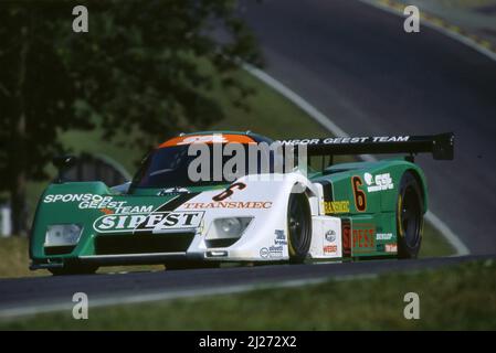 Bruno Giacomelli (ITA) Andrea de Cesaris (ITA) Lancia LC2 Cl1 Sponsor Geest Team Stockfoto