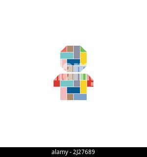 Menschen oder Roboter und Pastel Fliesen Logo oder Symbol-Design Stock Vektor
