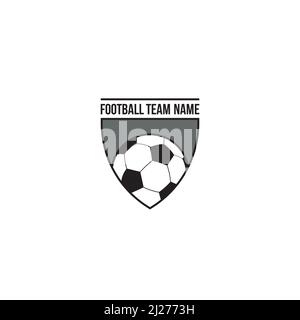 Fußballball- und Shield-Logo-Design Stock Vektor