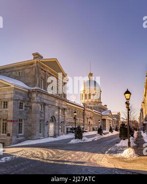 Die Stadt Montreal ist leer auf dem Bonsecours Market Stockfoto