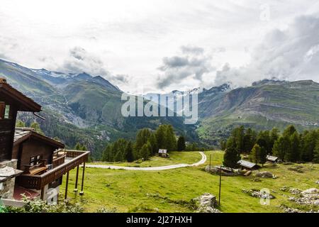 Bergpanorama von der Fiescheralp und Bettmeralp, Wallis, Schweiz Stockfoto