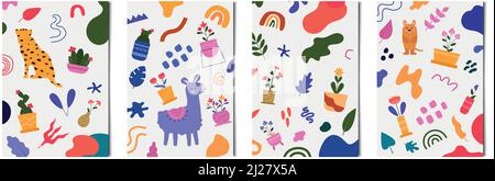 Set von 4 Stück abstrakte Hintergründe Poster für Werbung, Visitenkarten und Banner - Vektor-Illustration Stock Vektor