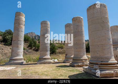 Tempel der Artemis in der antiken Stadt Sardis, Manisa, Türkei. Stockfoto