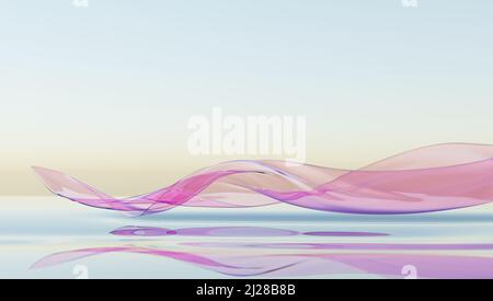 Wind Glasband auf Wasser. Abstrakte Tapete für Banner. 3D Rendern. Stockfoto