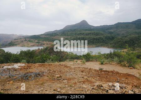 Blick auf den Kirandich-Staudamm in Baringo, Kenia Stockfoto