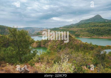 Blick auf den Kirandich-Staudamm in Baringo, Kenia Stockfoto