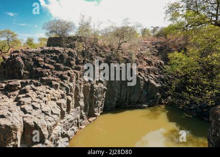 Panoramablick auf den Kerio River im Baringo County, Kenia Stockfoto