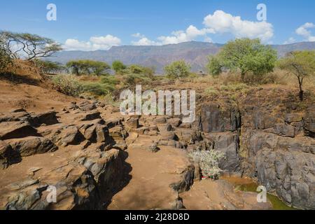 Panoramablick auf den Kerio River im Baringo County, Kenia Stockfoto