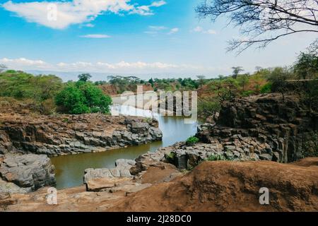 Panoramablick auf den Kerio River im Baringo County, Kenia Stockfoto