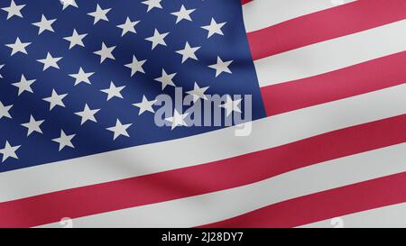 Nationalflagge der Vereinigten Staaten von Amerika 3D Render, amerikanische oder US-Flaggentextilien, US-Flaggenonkel sam oder großer Bruder Stockfoto