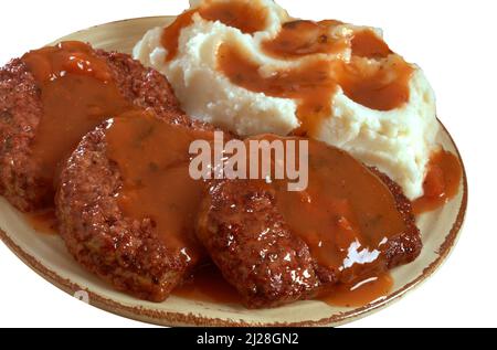 Hackbraten und Kartoffelteller Stockfoto