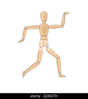 Hölzerne Mann Modell, Übungspuppe zum menschlichen Körper Anatomie ägyptischen Pose zu zeichnen. Schaufensterpuppe Steuerung Dummy Figur Vektor einfache Illustration Stock Bild Stock Vektor