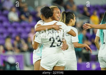 Orlando, Florida, USA, 30. März 2022, Gotham FC feiert im Exploria Stadium sein Tor gegen Orlando Pride. (Foto: Marty Jean-Louis) Quelle: Marty Jean-Louis/Alamy Live News Stockfoto