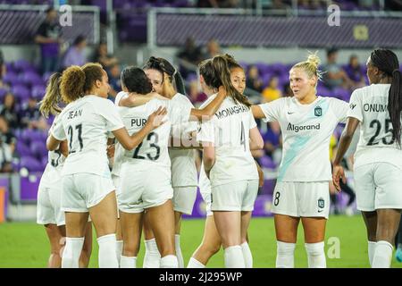 Orlando, Florida, USA, 30. März 2022, Gotham FC feiert im Exploria Stadium sein Tor gegen Orlando Pride. (Foto: Marty Jean-Louis) Quelle: Marty Jean-Louis/Alamy Live News Stockfoto