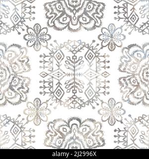 Nahtloses, neutrales und weißes, klassisch-abstraktes Oberflächenmuster für den Druck. Stockfoto