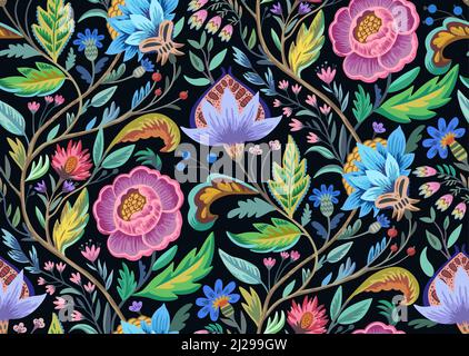 Vintage floral ornamental Muster ni viktorianischen Stil für Dekor, Tapete, Stoff-Design. Stock Vektor