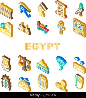 Ägypten Zivilisation Landschaft Symbole Setzen Vektor Stock Vektor