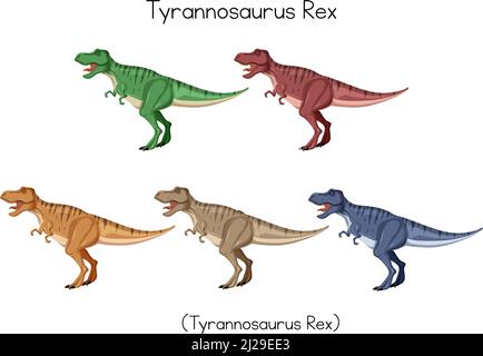 Tyrannosaurus Rex in fünf Farben Illustration Stock Vektor