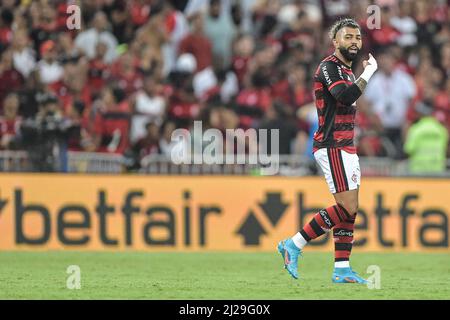 Rio De Janeiro, Brasilien. 31. März 2022. RJ - Rio de Janeiro - 03/30/2022 - CARIOCA 2022, FLAMENGO X FLUMINENSE - Gabigol Flamengo Spieler während eines Spiels gegen Fluminense im Maracana Stadion für die Carioca 2022 Meisterschaft. Foto: Thiago Ribeiro/AGIF Quelle: AGIF/Alamy Live News Stockfoto