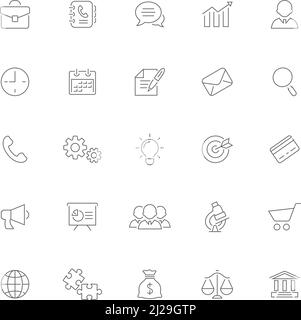 Satz von Business Concept Line-Symbolen, isoliert auf weißem Hintergrund Stock Vektor