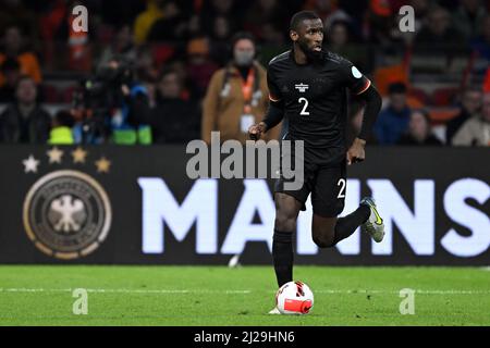 Amsterdam, Niederlande. 29. März 2022. Fußball: Nationalspieler, Niederlande - Deutschland, Johann Cruyff Arena. Der deutsche Antonio Rüdiger in Aktion. Quelle: Federico Gambarini/dpa/Alamy Live News Stockfoto
