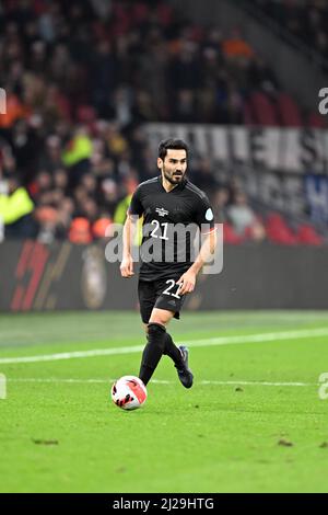 Amsterdam, Niederlande. 29. März 2022. Fußball: Nationalspieler, Niederlande - Deutschland, Johann Cruyff Arena. Deutschlands Ilkay Gündogan in Aktion. Quelle: Federico Gambarini/dpa/Alamy Live News Stockfoto