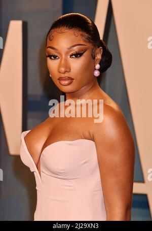 BEVERLY HILLS, CA - 27. MÄRZ: Megan Thee Hengst nimmt an der Vanity Fair Oscar Party 2022 Teil, die von Radhika Jones im Wallis Annenberg Center veranstaltet wird Stockfoto
