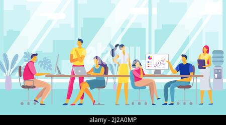 Team arbeitet im Büro zusammen, Geschäftskooperation Stock Vektor