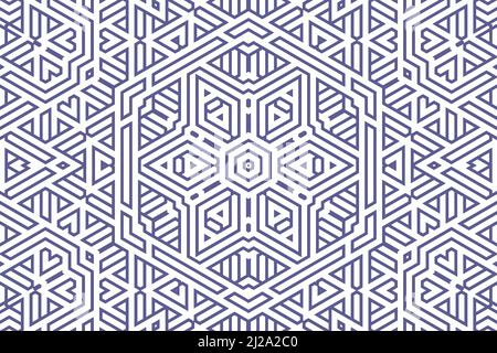 Klassisches geometrisches Hintergrundmuster mit blauen Linien auf weiß, Dekorationsverzierung Illustration. Einfache gerade blaue Linienstreifen in verschiedenen Designs Stockfoto