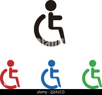 Eine Reihe von Rollstuhlikonen. Bearbeitbarer Vektor. Stock Vektor
