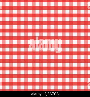 Abstraktes Nahtloses Muster, roter Karo-Wiederholungsornament, Stofftextur, minimaler Hintergrund. Schlichtes abstraktes Dessin, Textildruck. Stockfoto