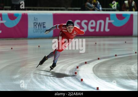 Håvard Bøkko Wettbewerb für Norwegen bei den Essent European Speed Skating Championships 2012, City Park Ice Rink, Budapest, Ungarn Stockfoto