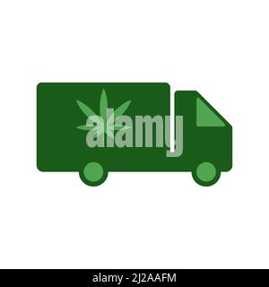 Cannabis LKW Vektor-Symbol auf weißem Hintergrund Stock Vektor