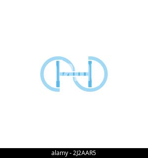 Buchstabe h blau Wasser gewellte Form einfache geometrische Linie Logo Vektor Stock Vektor