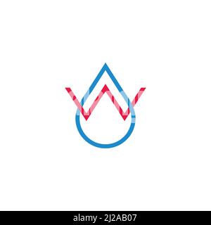 Buchstabe w Wassertropfen bunt verknüpft Linie Logo Vektor Stock Vektor