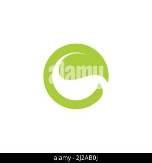 Buchstabe e Lächeln Blatt Form geometrischen Kreis Logo Vektor Stock Vektor