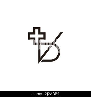 Brief vd plus medizinische einfache geometrische Linie Logo Vektor Stock Vektor