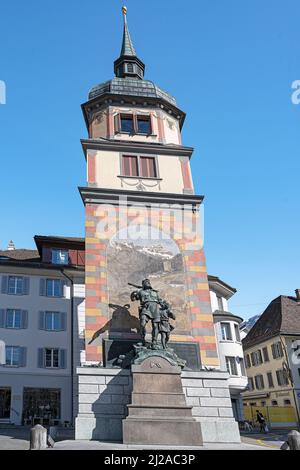 Wilhelm Tell-Denkmal, Altdorf, Schweiz Stockfoto