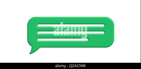 Grüne Chat-Blase 3D isoliert auf weiß. 3D Vektor. Stock Vektor