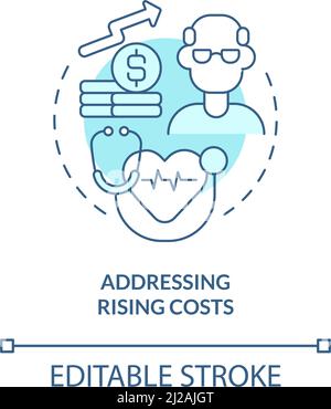 Bewältigung steigender Kosten türkisfarbenes Konzeptsymbol Stock Vektor
