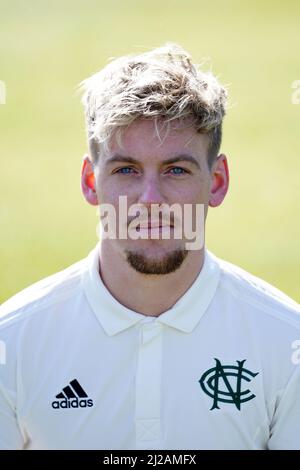 Tom Moores während eines Fotoalles an der Trent Bridge, Nottingham. Bilddatum: Donnerstag, 31. März 2022. Stockfoto