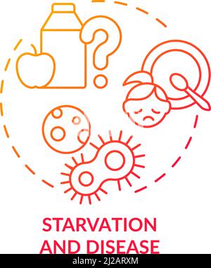 Symbol für das Konzept des roten Gradienten für Hunger und Krankheit Stock Vektor