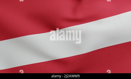 Nationalflagge von Österreich winkt 3D Render, flagge osterreichs Nation Österreich, österreichische Flagge Textil, österreichische Triband entstand Babenberg-Dynastie Stockfoto