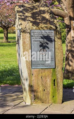 Gedenkstein für den spanischen Bürgerkrieg, Alexandra Gardens, Cardiff, Wales Stockfoto