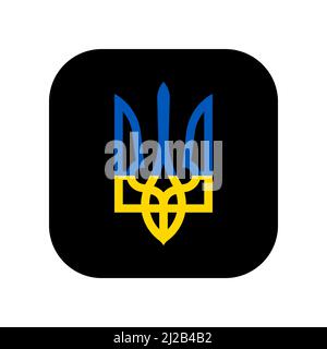 Symbol für die Verwendung in Anwendungen verschiedener Gadgets. Staatswappen der Ukraine. Trident in Nationalfarben. Flache, minimale Komposition. Stock Vektor