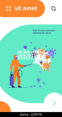 Sanitäter in Schutzanzügen, die Chemikalien auf Viren verbreiten und die Oberfläche desinfizieren. Vektor-Illustration für Coronavirus-Epidemie, Bio-Gefahr, Stock Vektor