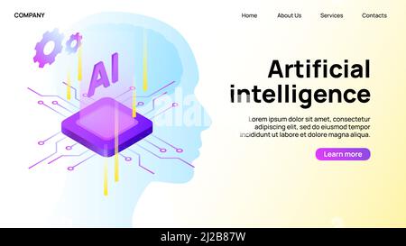 Banner für künstliche Intelligenz. Creative Landing Website-Seite. Vektorgrafik Stock Vektor