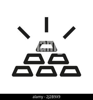 Nichteisenmetall-Gold in Form einer Ingot-Ikone in schlichtem Stil auf weißem Hintergrund Stock Vektor
